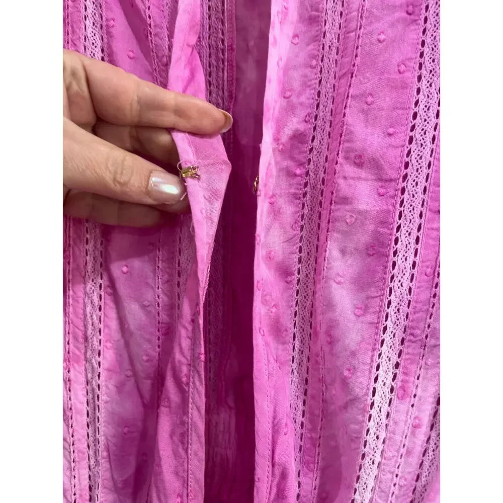 LoveShackFancy Natasha Dress Pink Ruffle Mini Cottagecore Romantic Size L - Picture 9 of 13